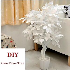 Artificial white Ficus leaves